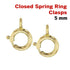 14K Gold Filled Spring Ring Clasps, Closed Ring Attached 5 mm, (GF-450-5C)